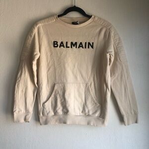 Balmain Crew Neck Logo Sweatshirt kids size 13a cream color